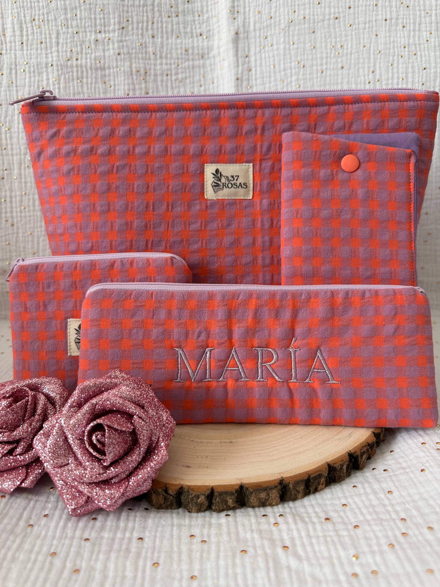 Monedero Vichy Naranja y Lavanda