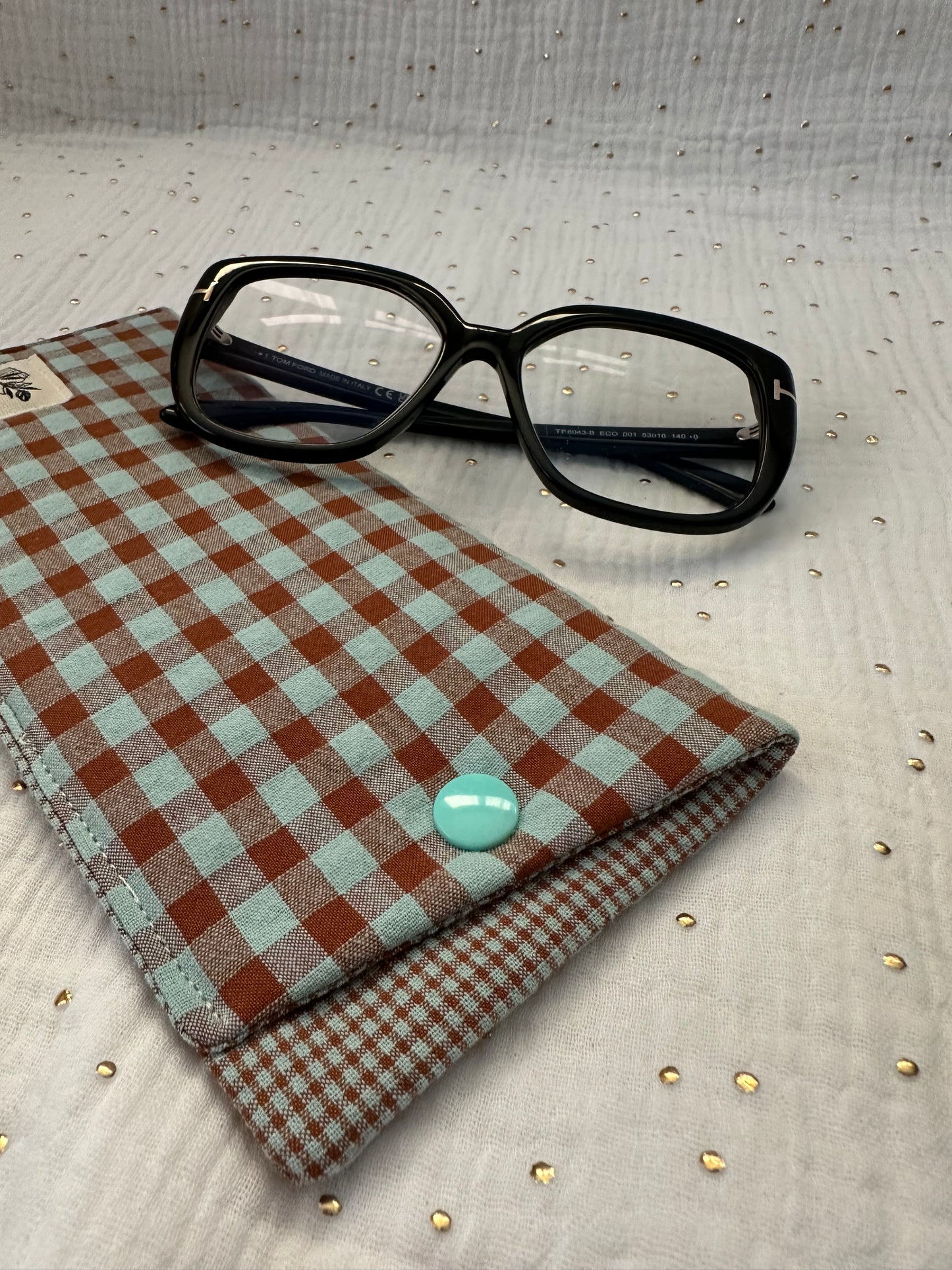 Funda de gafas AIRE Vichy Turquesa y Tostado