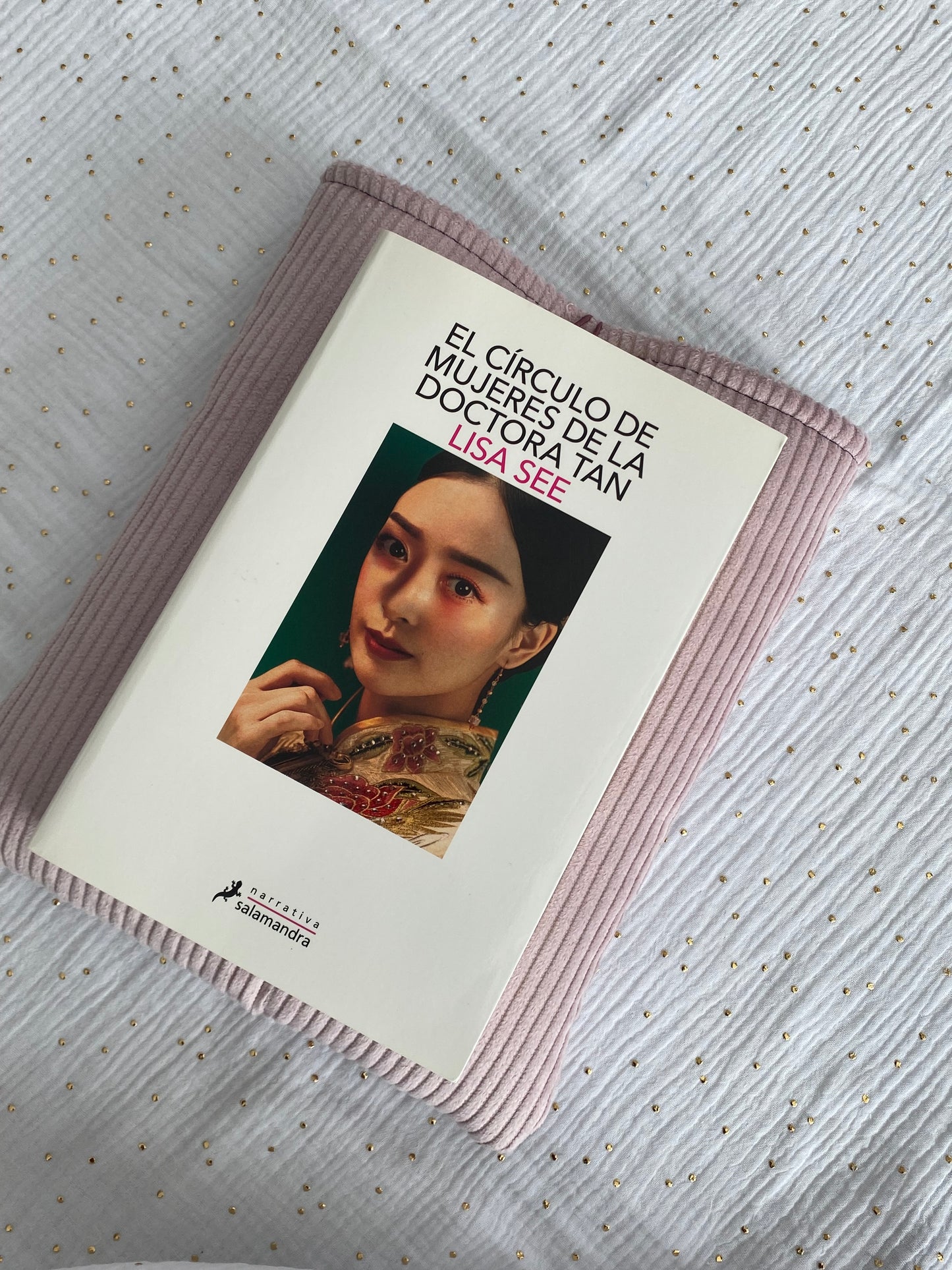 Funda de libro Pana Rosa claro