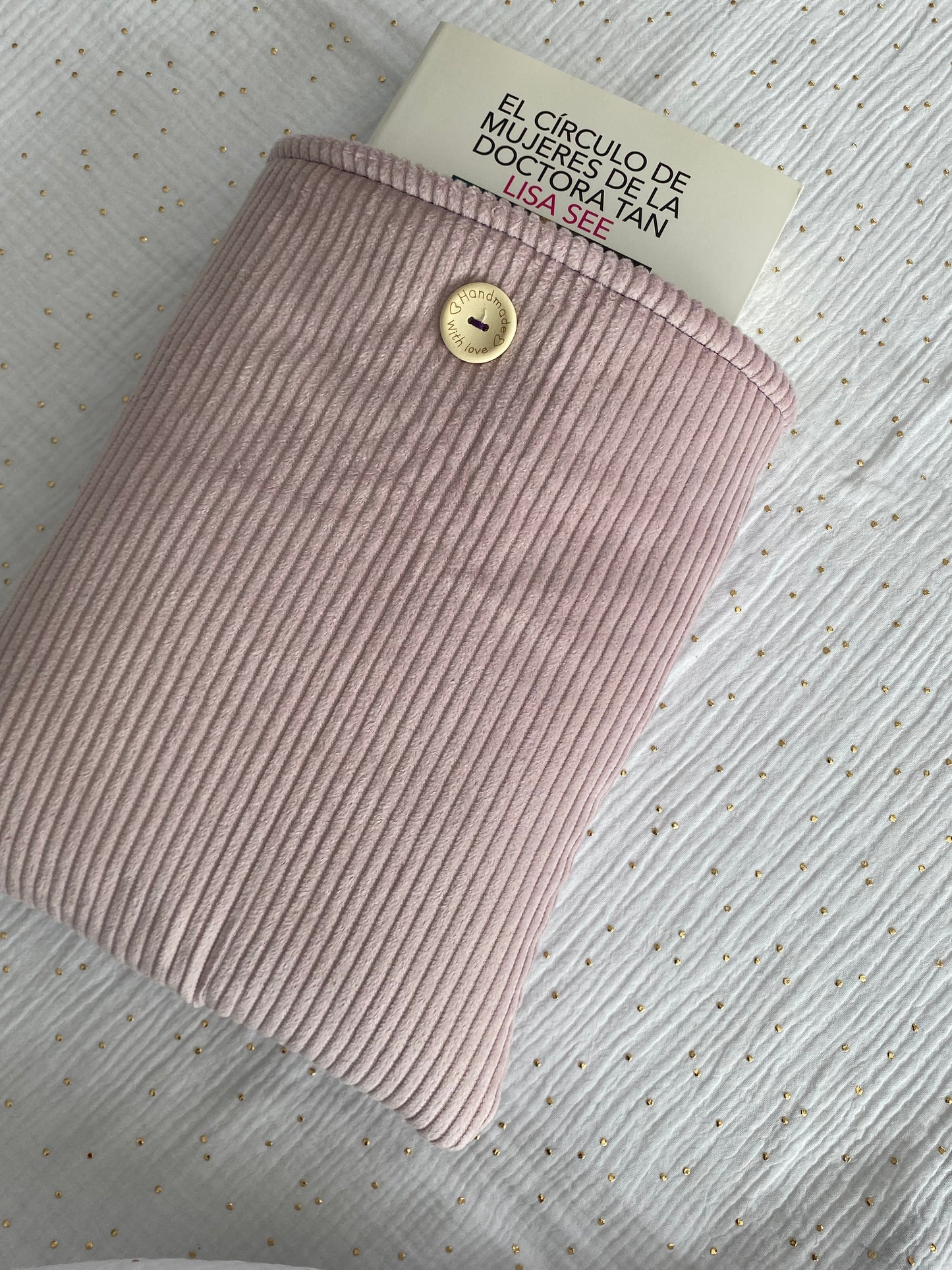 Funda de libro Pana Rosa claro