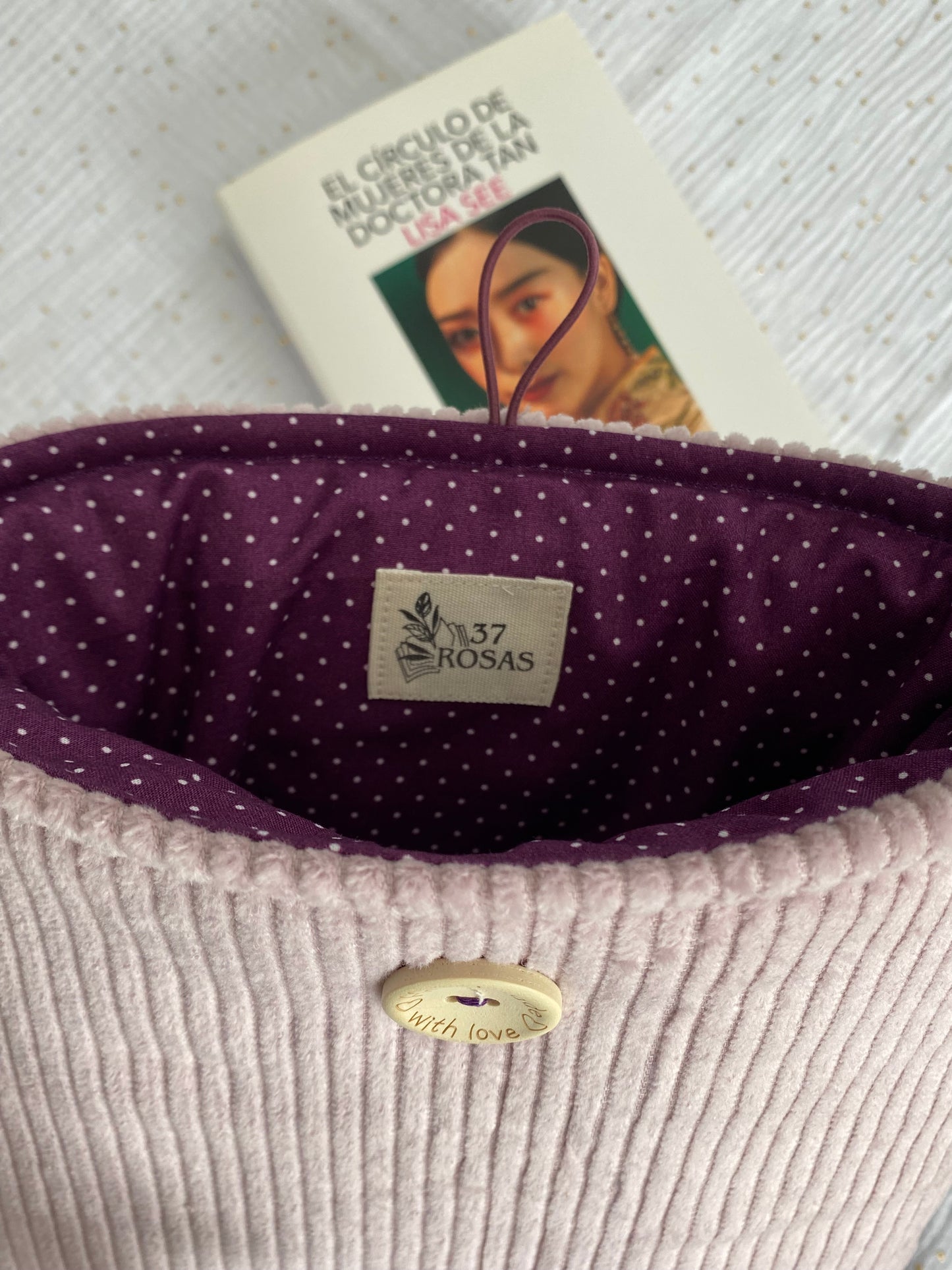 Funda de libro Pana Rosa claro