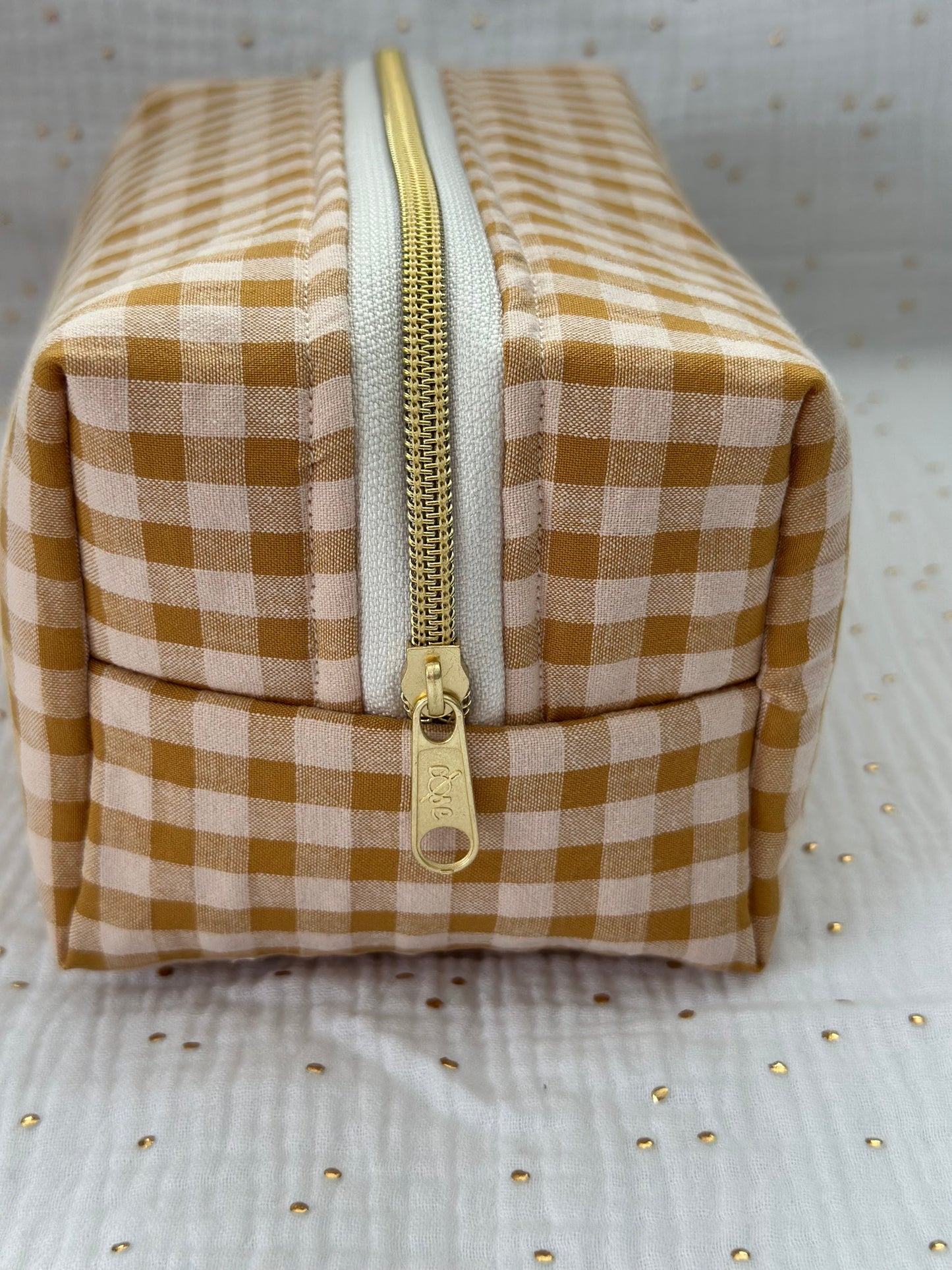 Neceser Elinor Vichy Nude y Mostaza