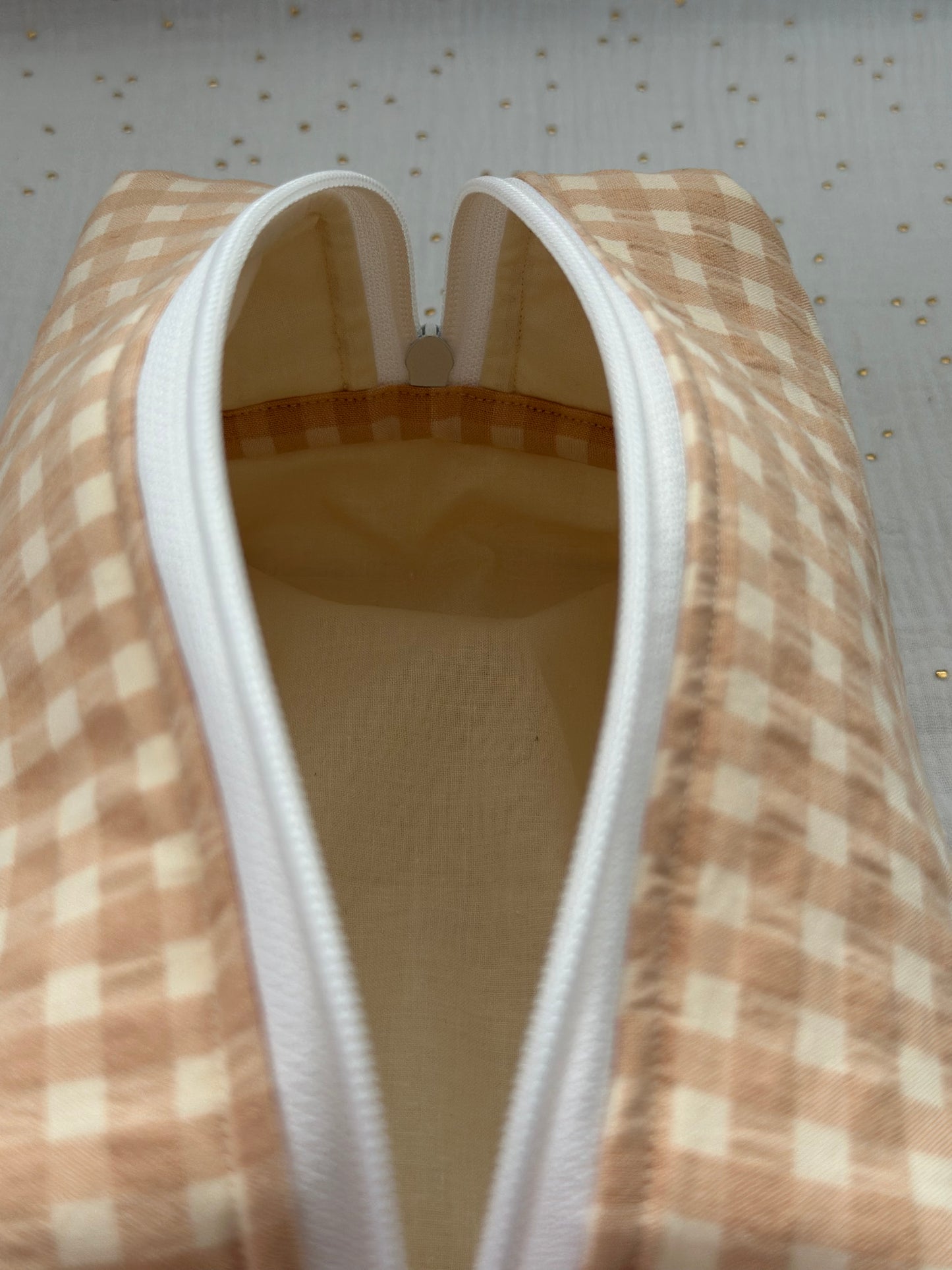 Neceser Elinor Vichy Nude y Blanco