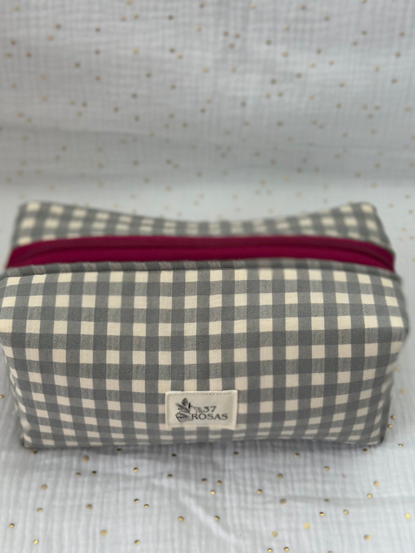 Neceser Elinor Vichy Gris y Blanco