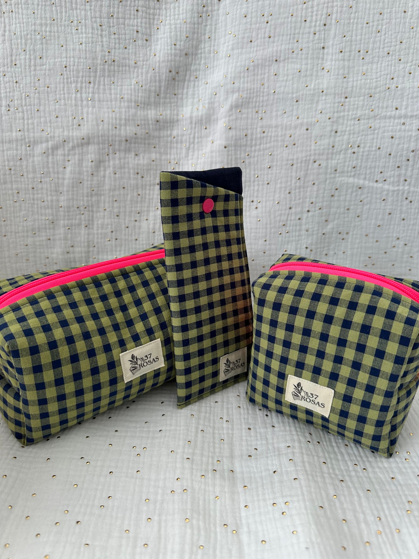 Neceser Elinor Vichy Verde y Azul Navy