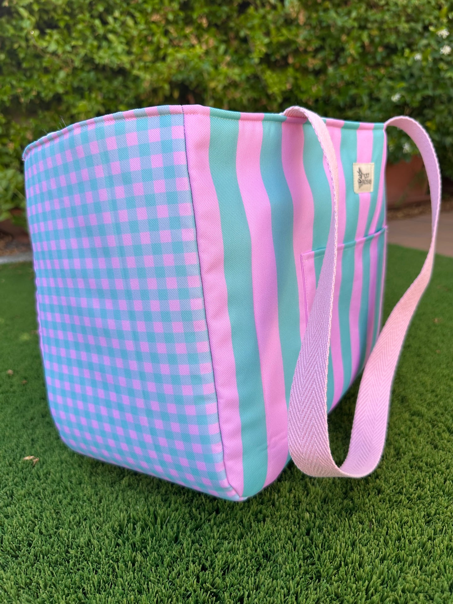 Bolso Gadir Rayas Rosa y Verde