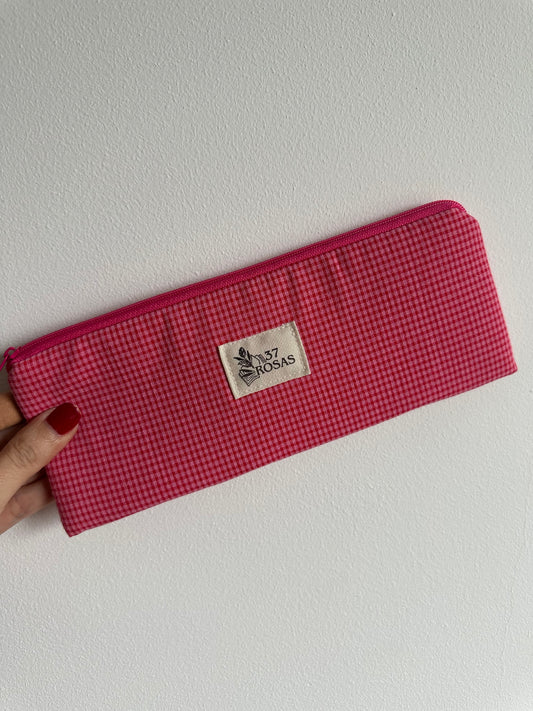 Estuche plano Vichy Frambuesa