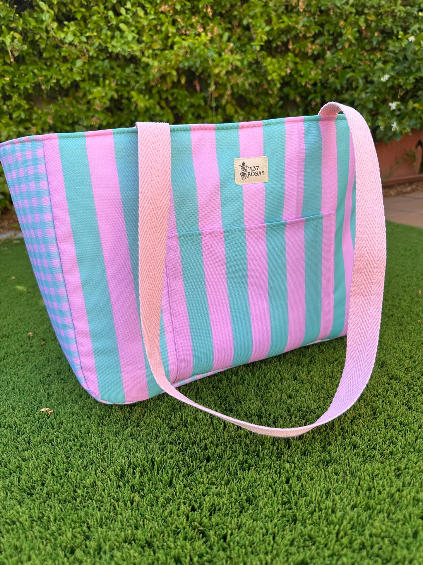 Bolso Gadir Rayas Rosa y Verde
