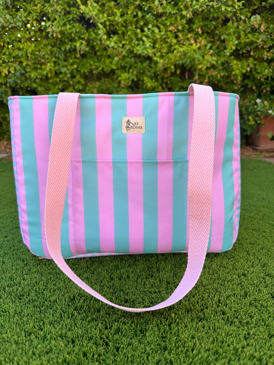 Bolso Gadir Rayas Rosa y Verde