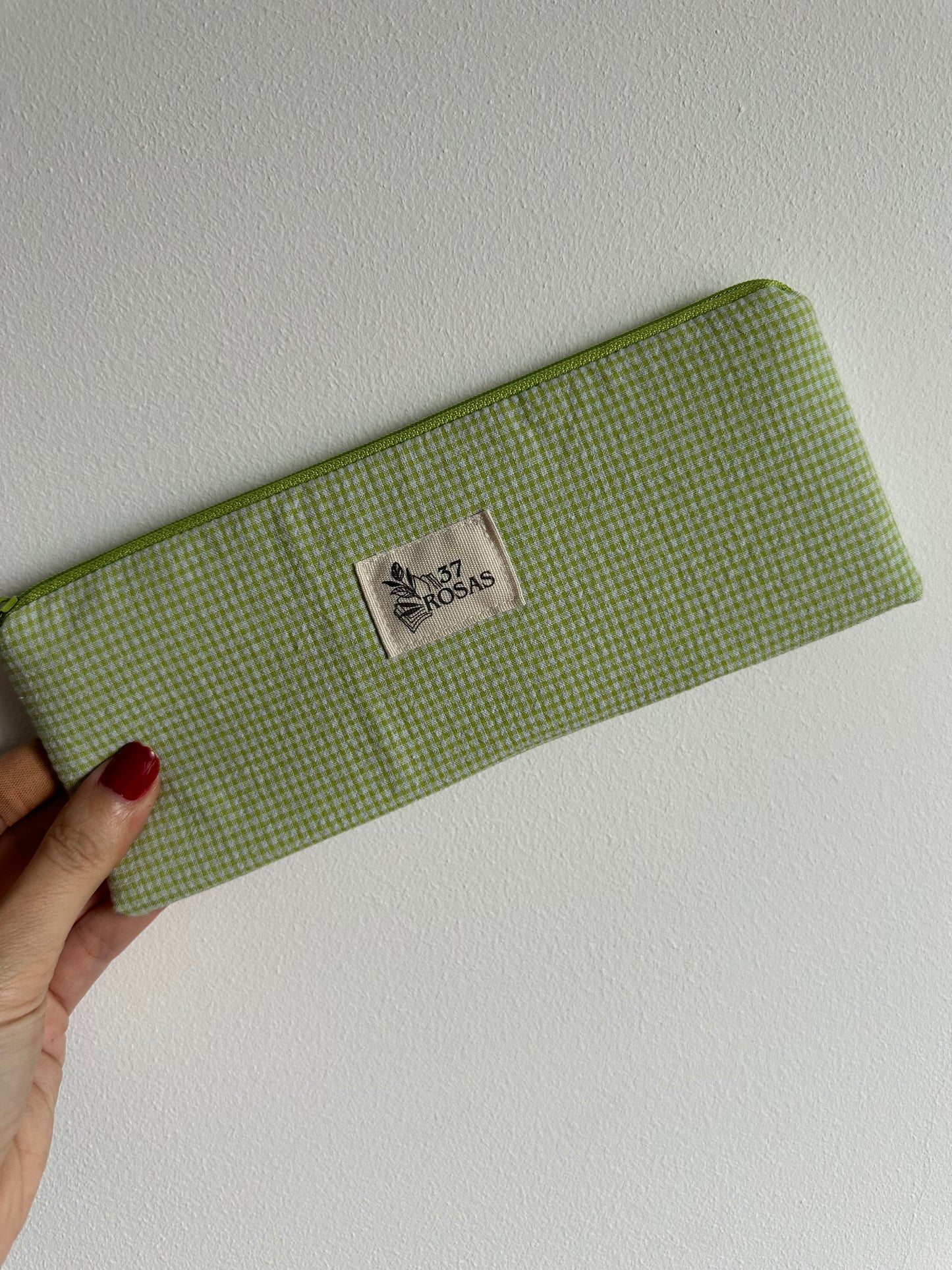 Estuche plano Vichy Verde Lima