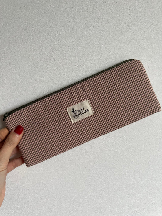 Estuche plano Vichy Rosa y Verde