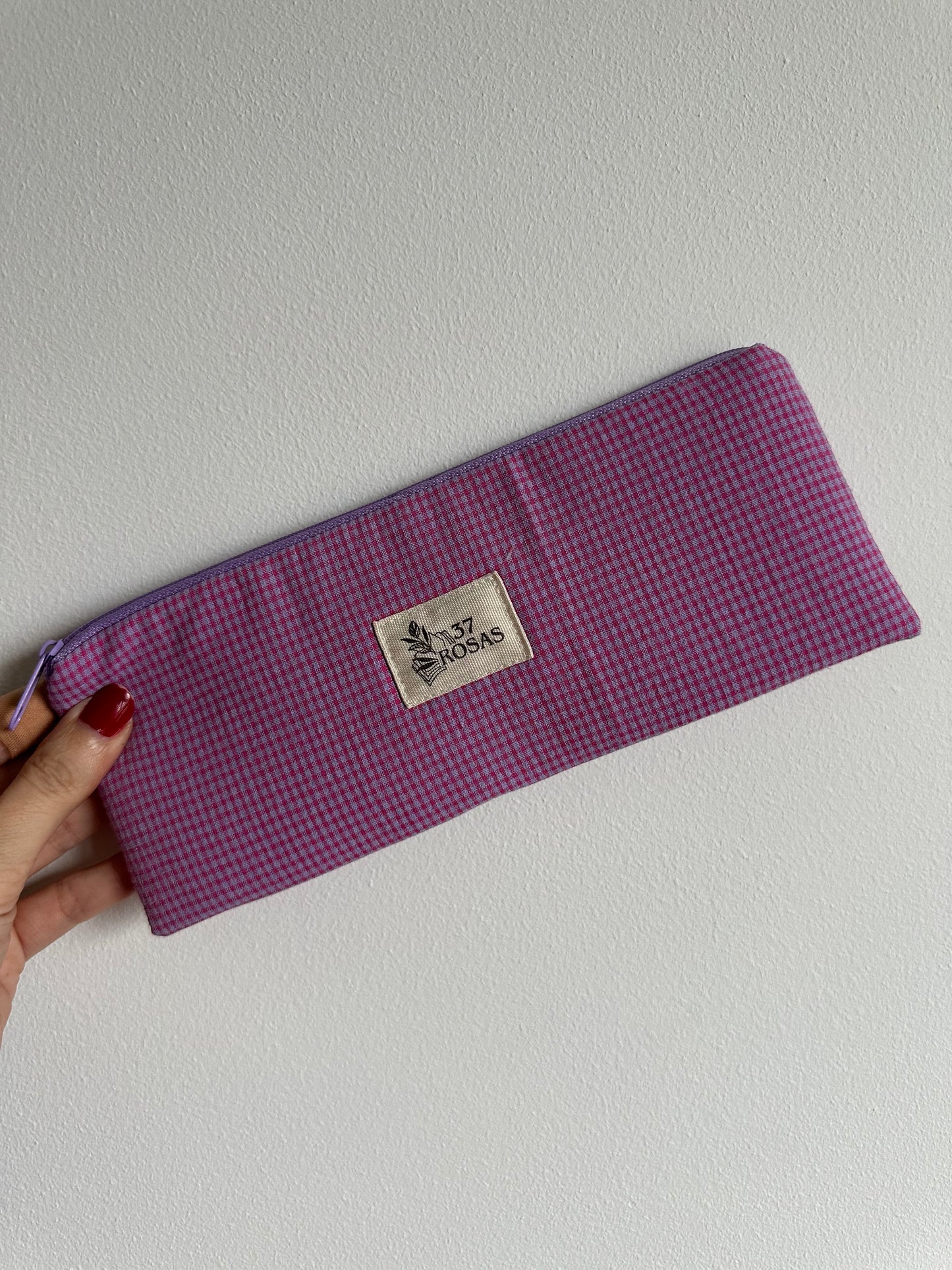 Estuche plano Vichy Lila y Rosa