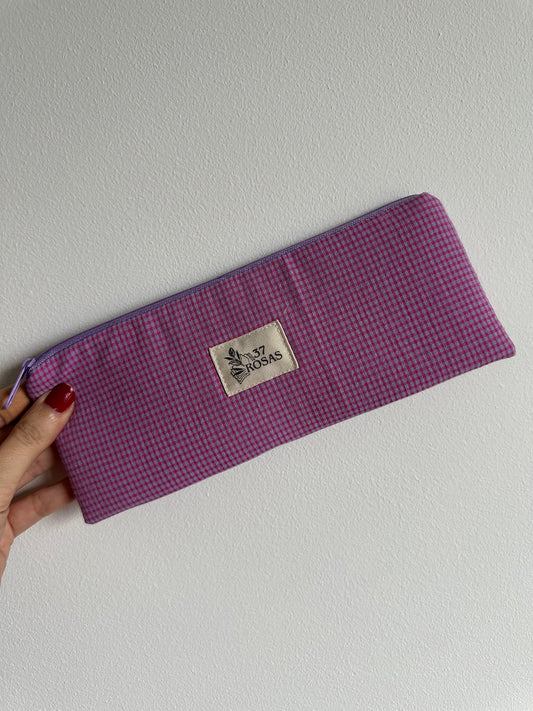 Estuche plano Vichy Lila y Rosa