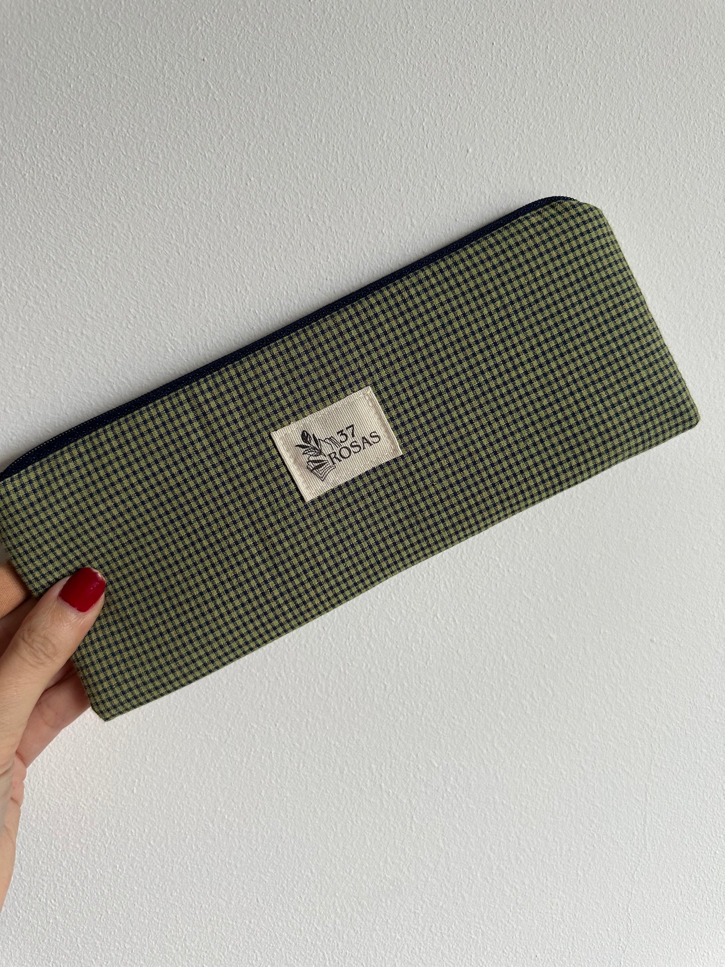 Estuche plano Vichy Verde y Azul