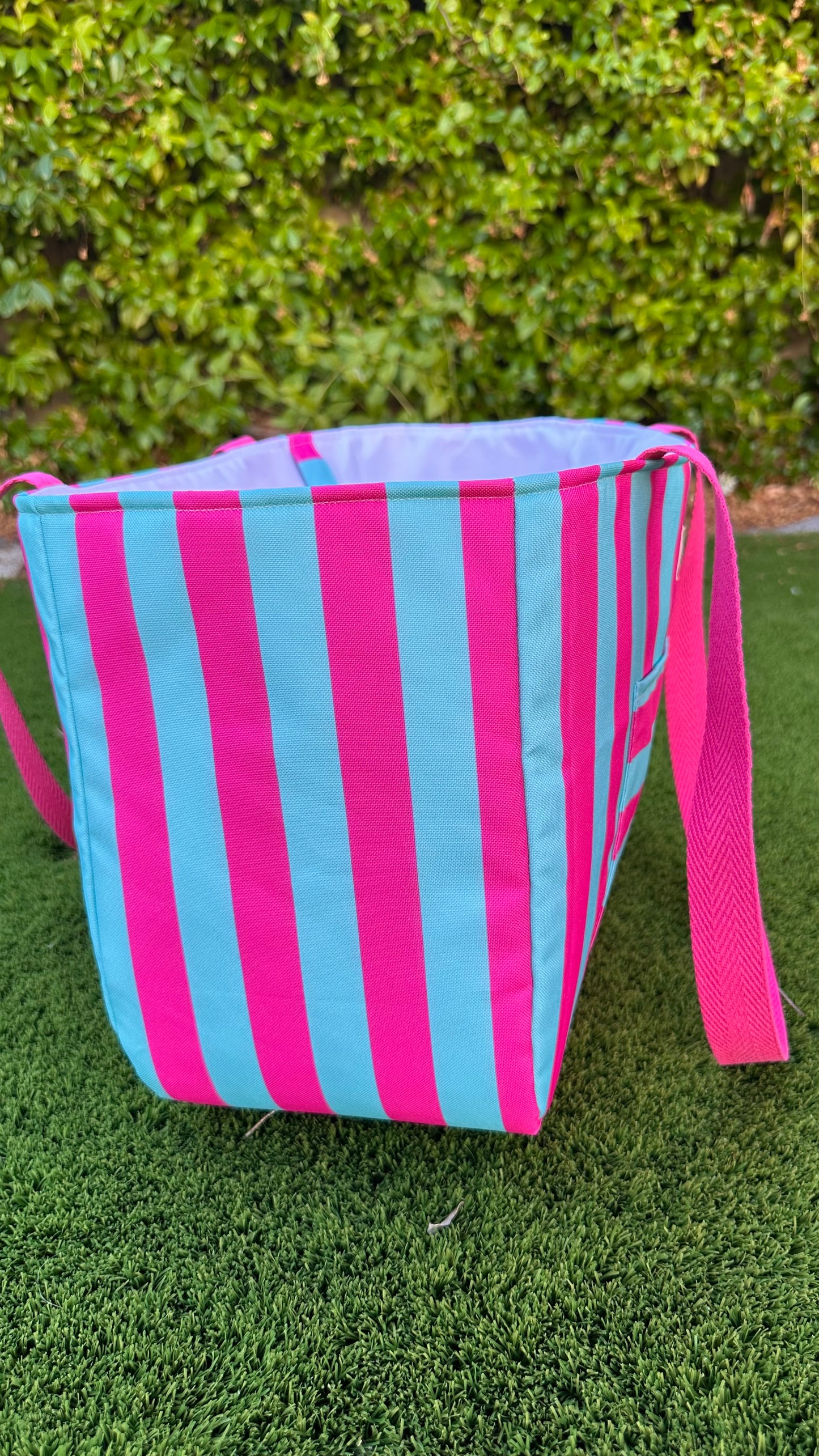 Bolso Gadir Rayas Fucsia y Verde