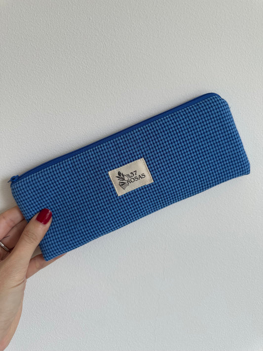 Estuche plano Vichy Azul Cobalto