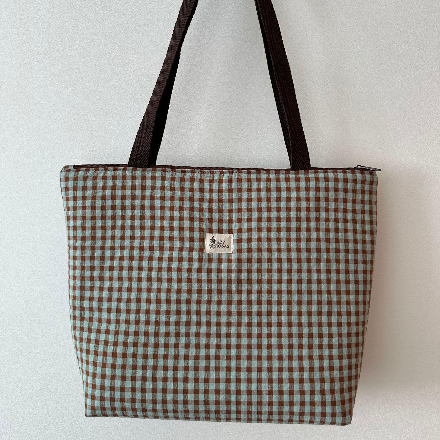 Bolso Marianne AIRE Vichy Turquesa y Tostado