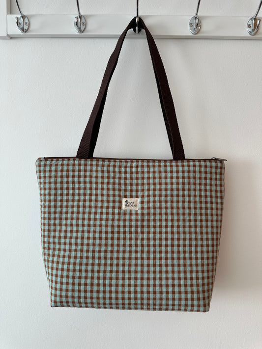 Bolso Marianne AIRE Vichy Turquesa y Tostado