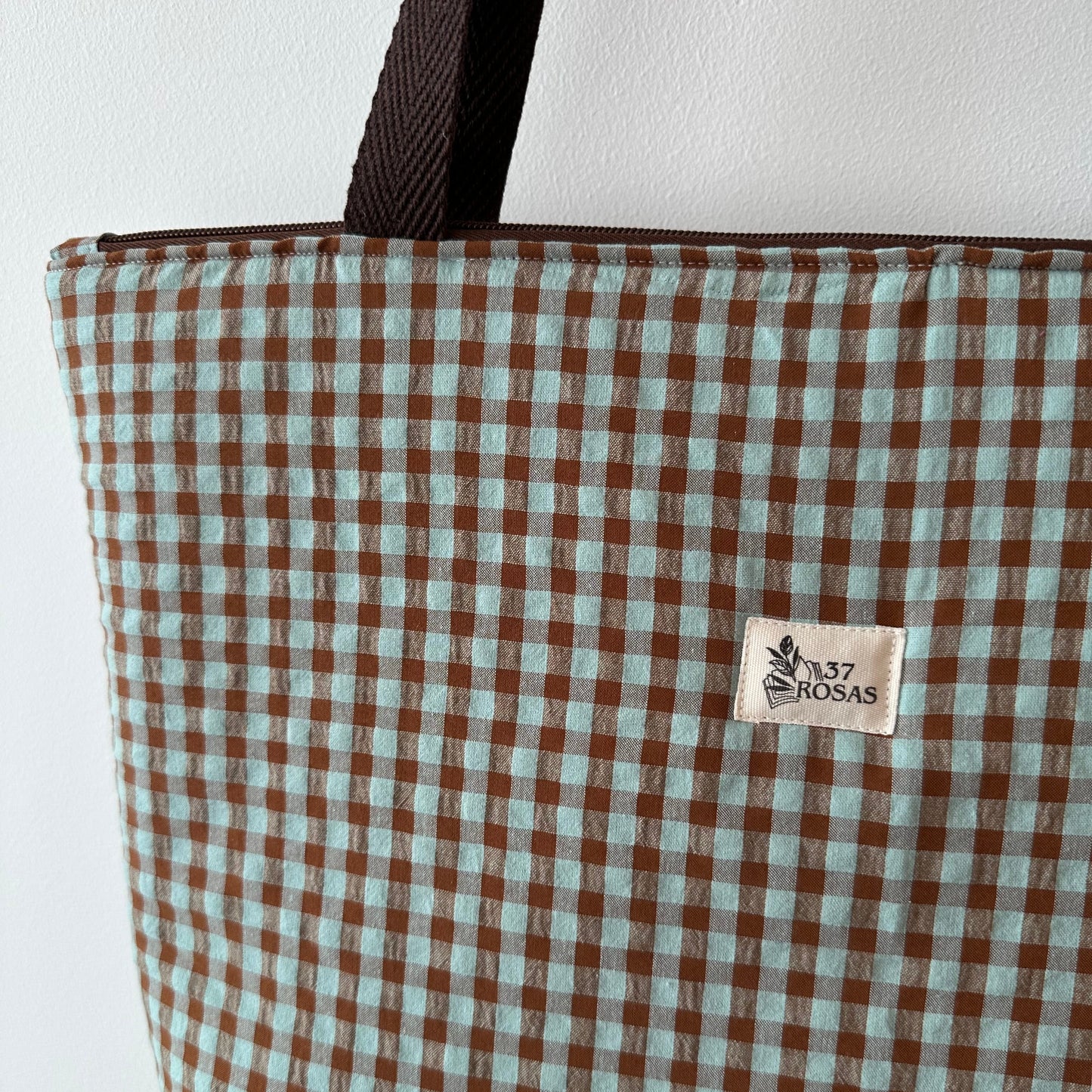 Bolso Marianne AIRE Vichy Turquesa y Tostado