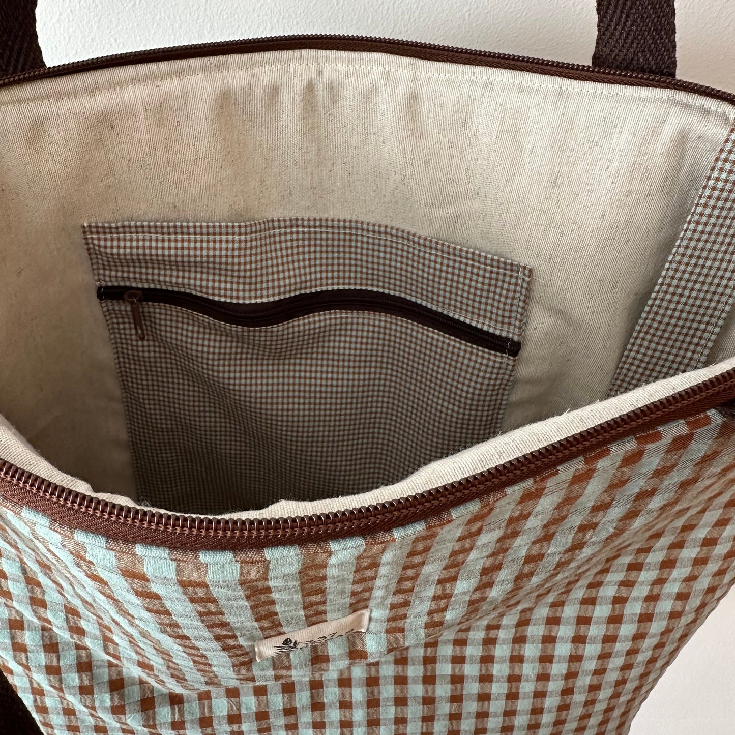 Bolso Marianne AIRE Vichy Turquesa y Tostado