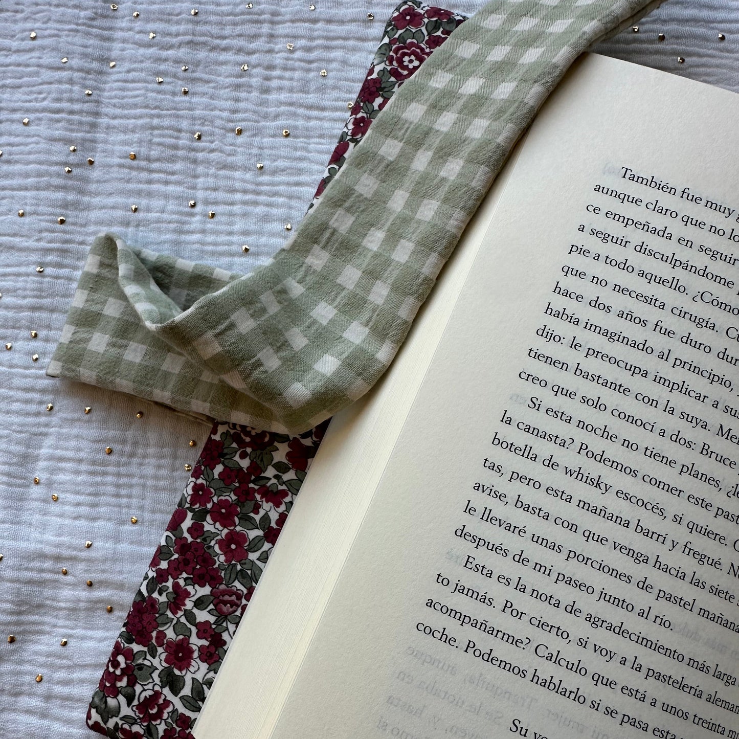 Funda de libro con solapas AIRE Vichy verde té