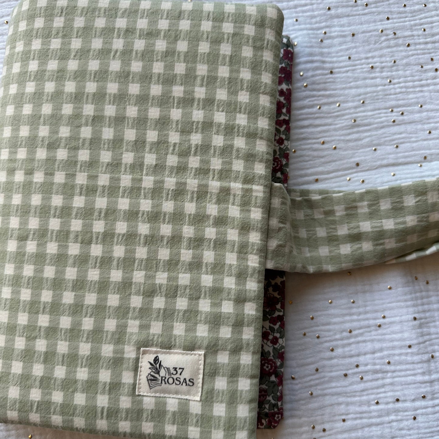 Funda de libro con solapas AIRE Vichy verde té