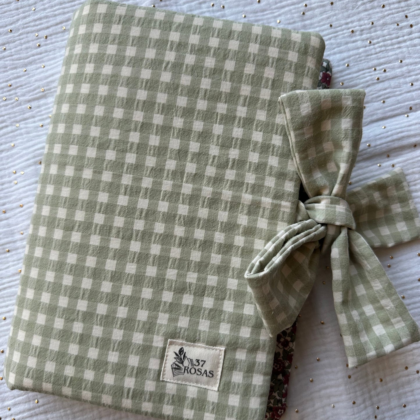 Funda de libro con solapas AIRE Vichy verde té