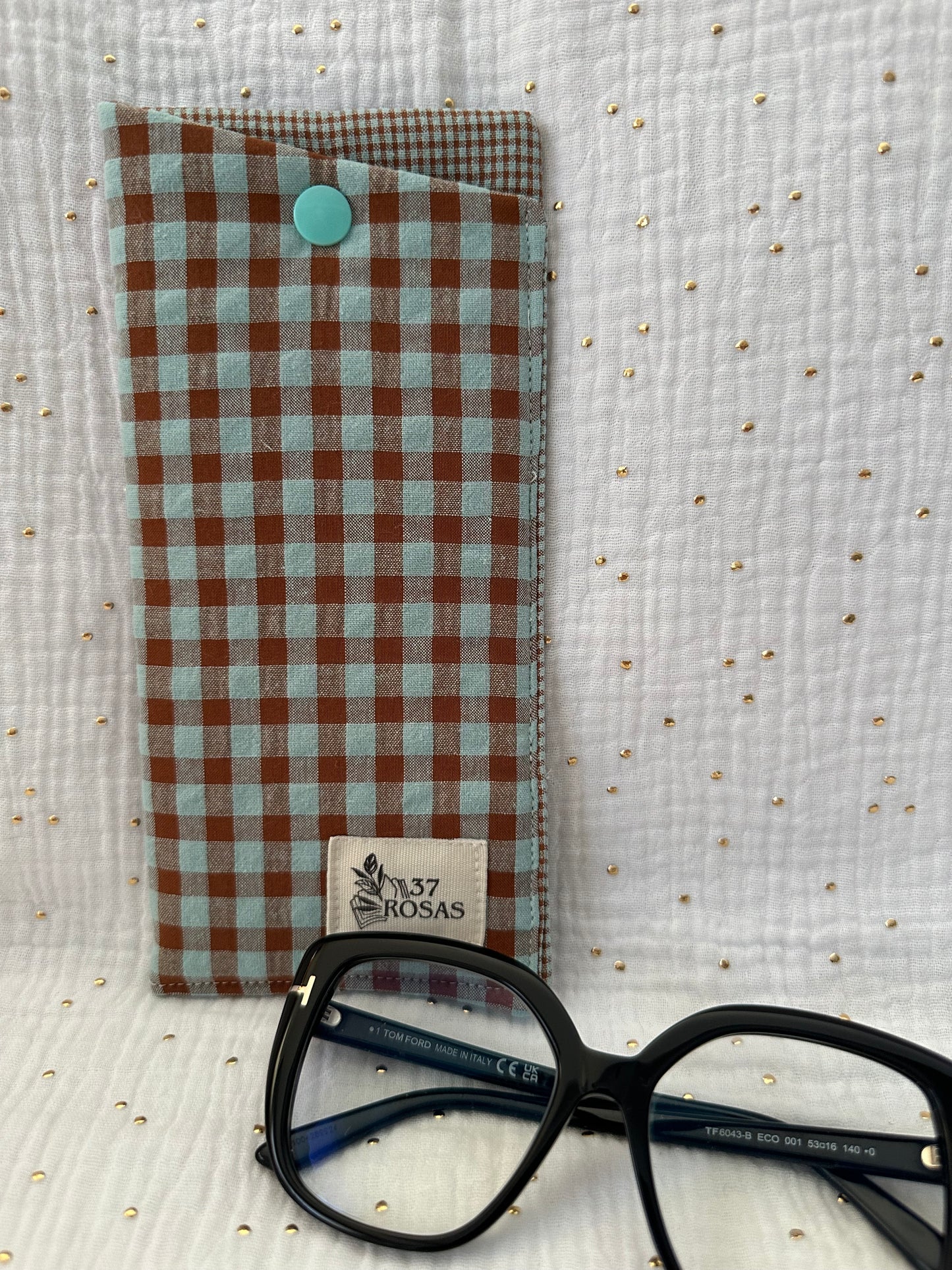 Funda de gafas AIRE Vichy Turquesa y Tostado