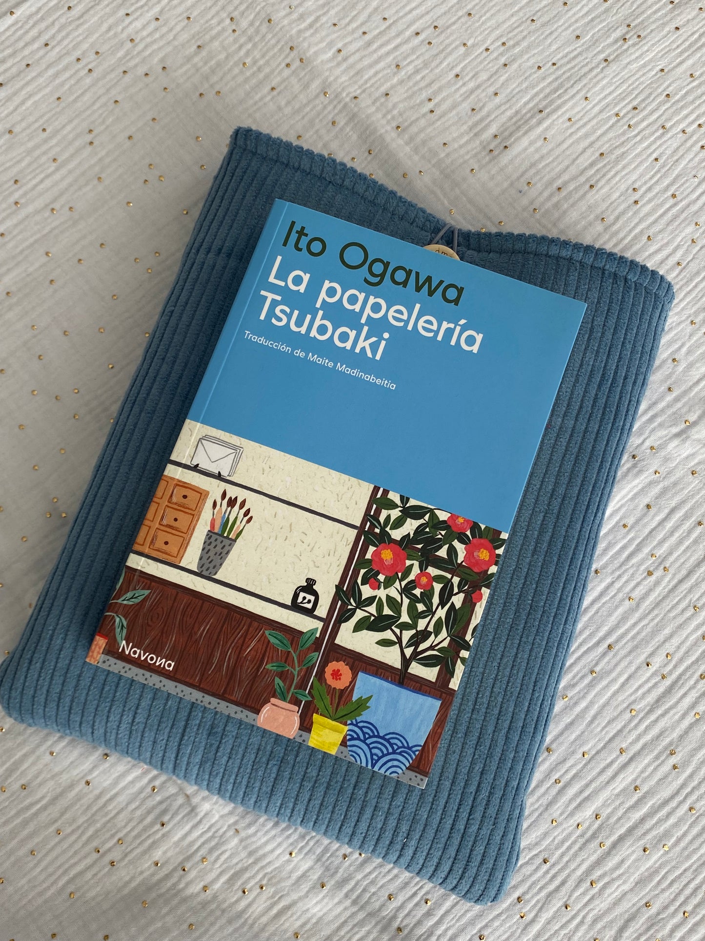 Funda de libro Pana Azul claro