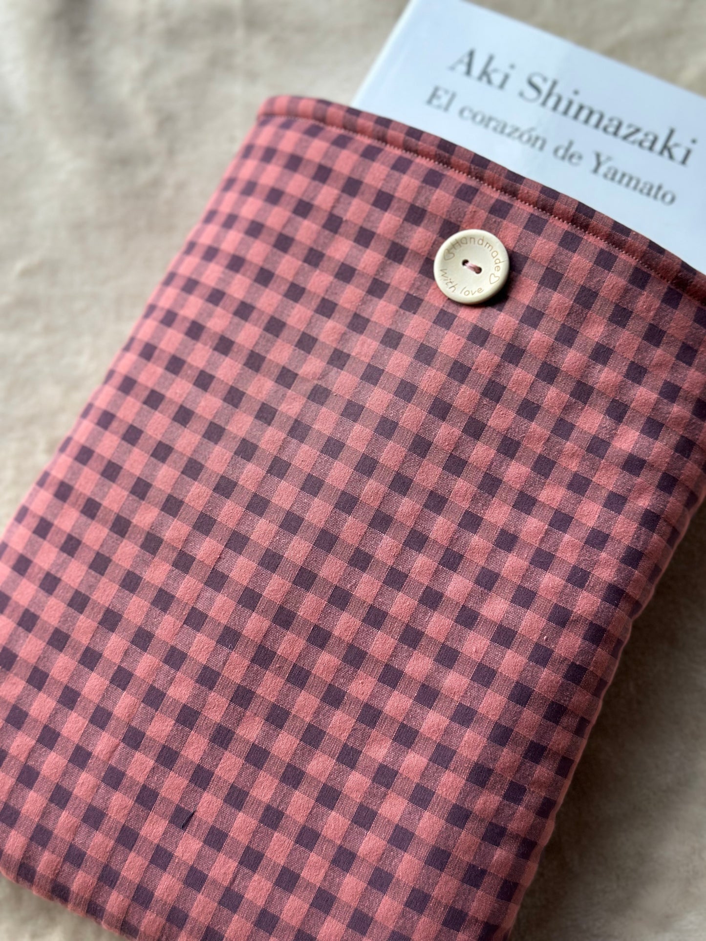 Funda de libro Vichy Rosa y Morado