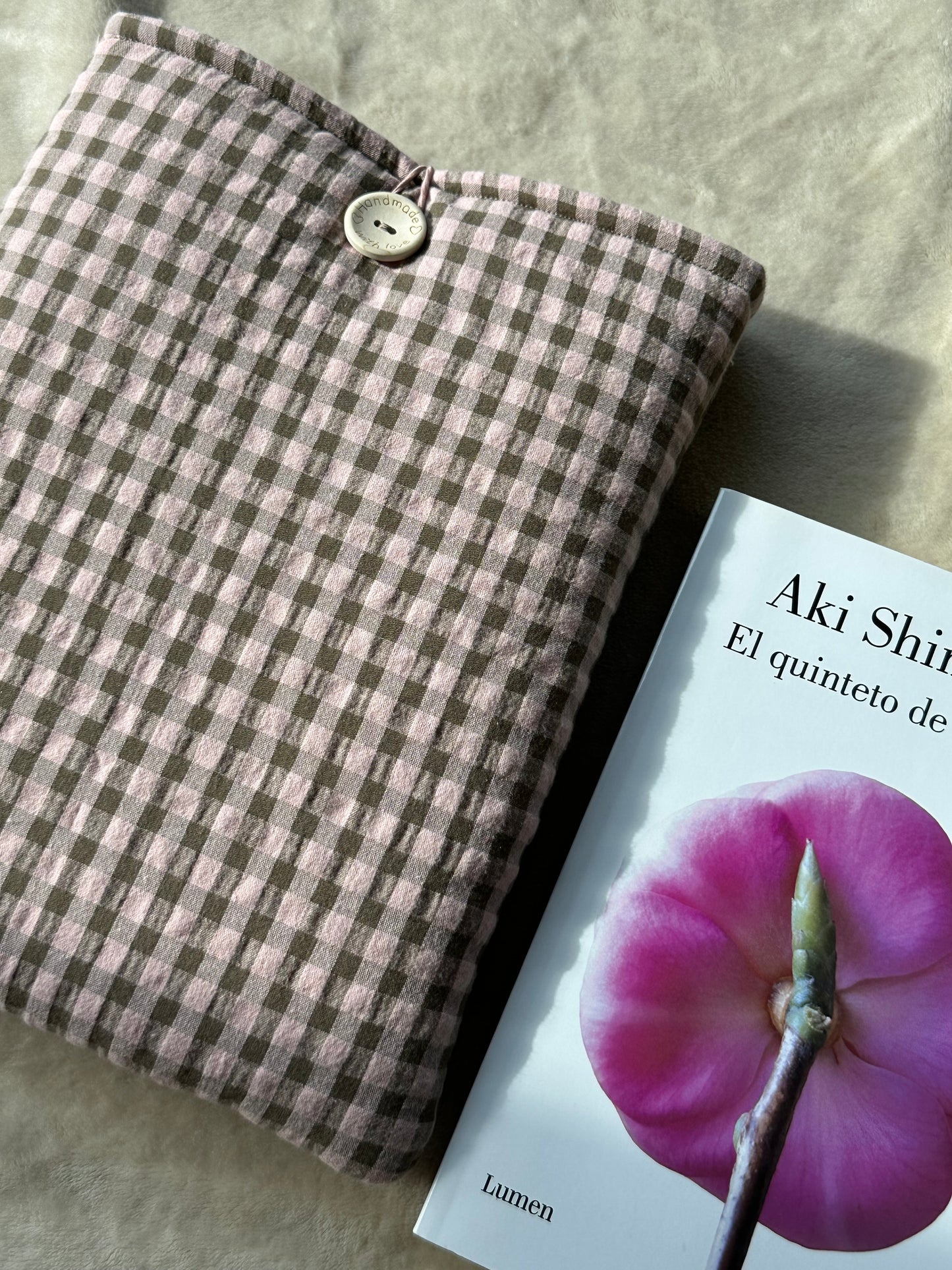 Funda de libro Vichy Rosa y Verde