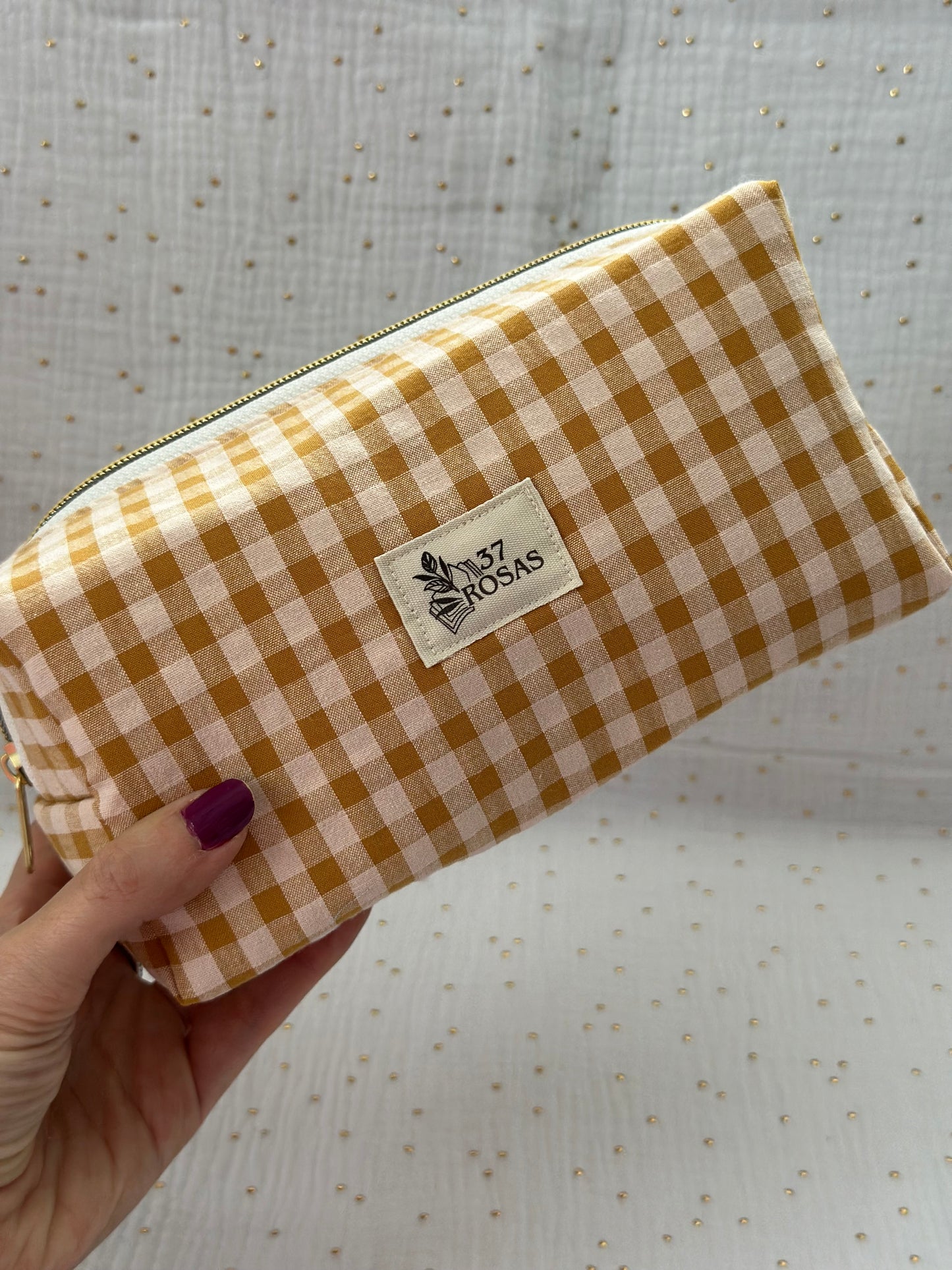 Neceser Elinor Vichy Nude y Mostaza