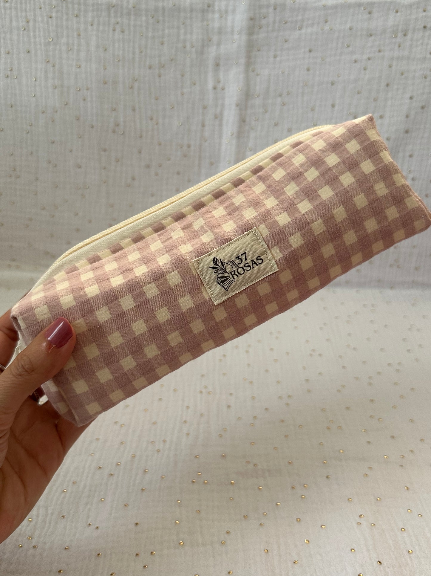 Estuche Vichy Rosa y Beige