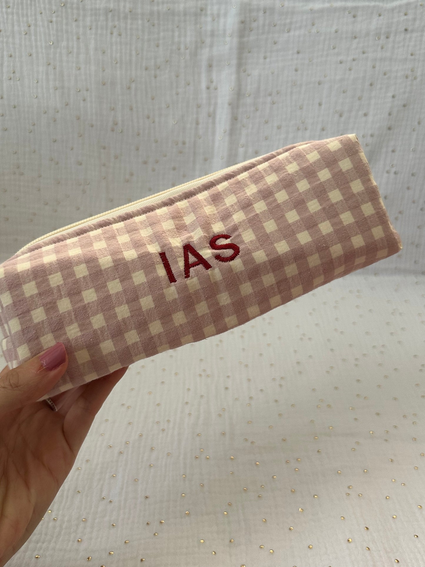 Estuche Vichy Rosa y Beige